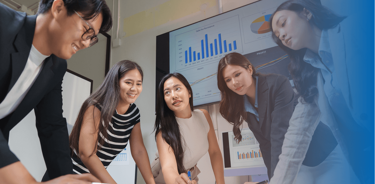 Happy diverse team celebrating success